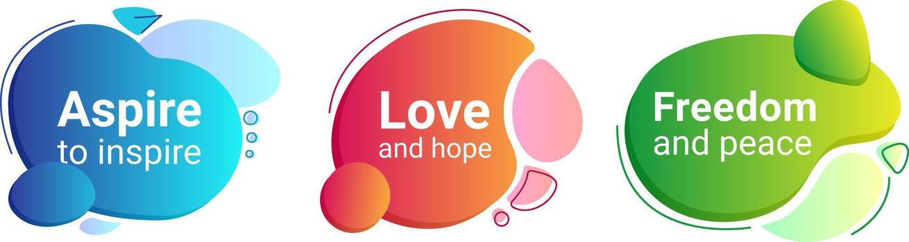 A collection of bright abstract curves with text. Gradient abstract design elements. Vector illustration