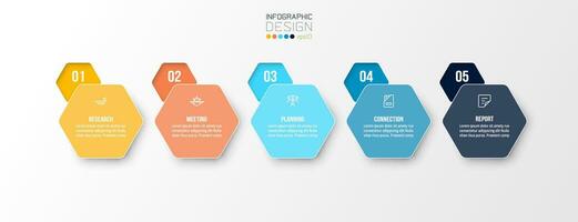 concepto de negocio de plantilla infográfica con paso. vector