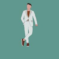 Formal dress male models wear tuxedos. The art of flat face painting. vector