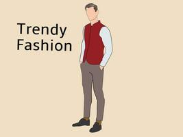 Graphic vector of a man wearing a vest coat. Graphic display themed men's clothing fashion.