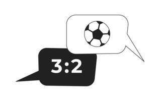 Soccer match discussion speech bubbles black and white 2D cartoon object. Football commentary speech clouds isolated vector outline item. Comments sporting event monochromatic flat spot illustration