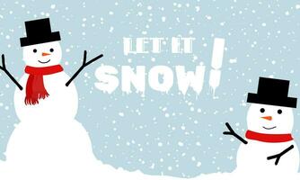 Snow mans and snow flakes for Winter season concept. Hand drawn isolated illustrations. vector