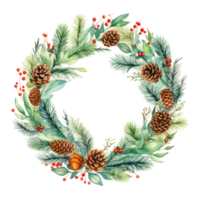 watercolor christmas wreath isolated png