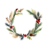 watercolor christmas wreath isolated png