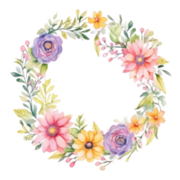 waterverf bloemen krans geïsoleerd png