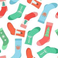 Christmas sock pattern vector