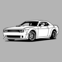 ilustración de vector de coche de vista en blanco y negro para diseño conceptual