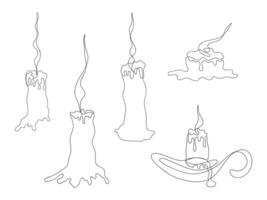 Set of candles doodle. Sketch. Creative vector illustration.