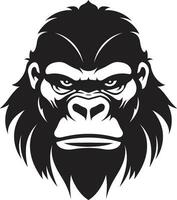 Safari Sentinel Monochromatic Ape Logo Graceful King of the Jungle Emblematic Design vector