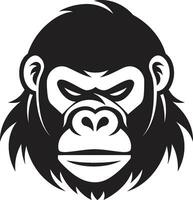 safari majestad monocromo primate icono majestuoso selva emblema negro gorila logo vector