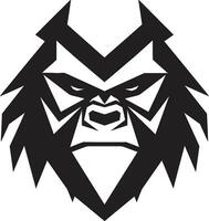 real primate embajador gorila símbolo mono majestad en negro y blanco logo vector