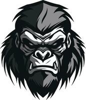 Jungle Majesty Black Ape Emblem Safari Sentinel Primate Icon Design vector