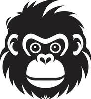 Minimalistic Wildlife Grace Vector Emblem Graceful Gorilla Gaze Emblematic Icon