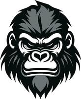 Ape Emblematic Icon Wildlife Majesty Serenity in Black and White Monochrome Ape vector