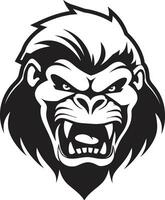 Regal Primate Ambassador Wildlife Icon Wild Beauty Monochromatic Gorilla Logo vector