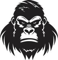 Gorilla Majesty in Black and Grey Vector Design Art of the Ape Silhouetted Emblem