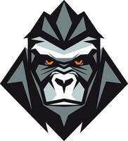 Wild Majesty in Black Gorilla Logo Minimalistic Primate Excellence Emblem Icon vector