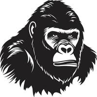 Regal Primate Majesty Wildlife Symbol Ape Majesty in Black and Grey Emblem vector