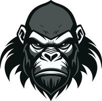 Graceful Ape Gaze Monochromatic Majesty Serenity in Black and White Gorilla Icon vector