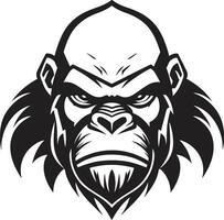 Serenity in the Wild Gorilla Logo Icon Noble King of the Jungle Monochromatic Art vector