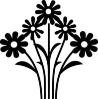 flores - negro y blanco aislado icono - vector ilustración