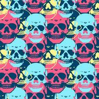 Vector seamless pattern of bright skulls.