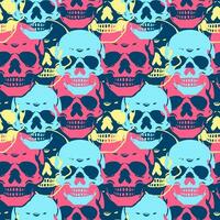 Vector seamless pattern of bright skulls.