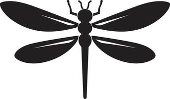 Nocturnal Noir Black Vector Dragonfly Insignia Cosmic Elegance Dragonfly Silhouette Icon