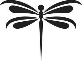 Celestial Harmony Dragonfly Logo Icon in Shadow Luminous Wings Black Vector Dragonfly Badge