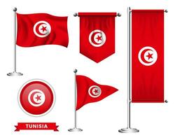 vector set of the national flag of tunisia in various creative designs