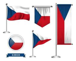 vector set of the national flag of czech in various creative designs