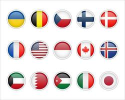 Set of Round Flags world badge emblem vector