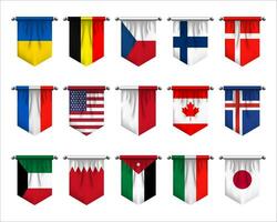 conjunto de banderas mundo Insignia emblema vector