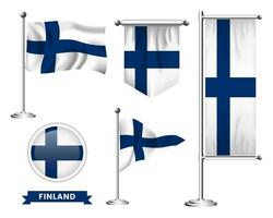 vector conjunto de el nacional bandera de Finlandia en varios creativo diseños