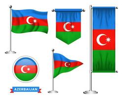 vector set of the national flag of azerbaijan in various creative designs