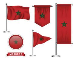 vector set of the national flag of morocco in various creative designs.