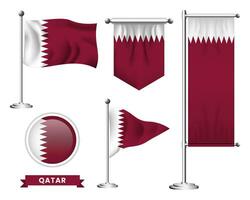 vector set of the national flag of qatar in various creative designs