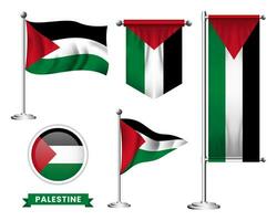 vector conjunto de el nacional bandera de Palestina en varios creativo diseños