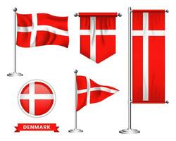 vector set of the national flag of denmark in various creative designs