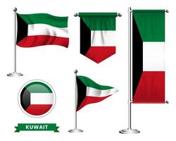 vector conjunto de el nacional bandera de Kuwait en varios creativo diseños