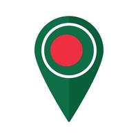 bandera de Bangladesh bandera en mapa determinar con precisión icono aislado verde color vector