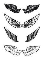 Four images of different pairs of wings vector