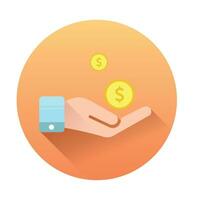 Illustration of money falling into the palm vector