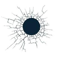 A circular image of a hole with circular cracks around it vector