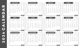 2024 calendar template vector