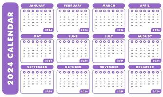 2024 monthly calendar template vector