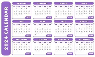 2024 monthly calendar template vector