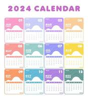 2024 vistoso calendario vector modelo