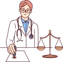 médico pone sello en legal documento demostrando aprobación de médico legislación png