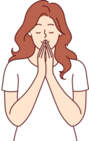 preghiere donna esegue meditazione o religioso rituale per purificare pensieri e ottenere sbarazzarsi di cattivo emozioni png